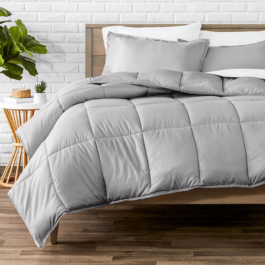 Bare Home Comforter Set - King/California King Size - Ultra-Soft - Goose Down Alternative - Premium 1800 Series - All Season Warmth (King/Cal King, Light Grey)