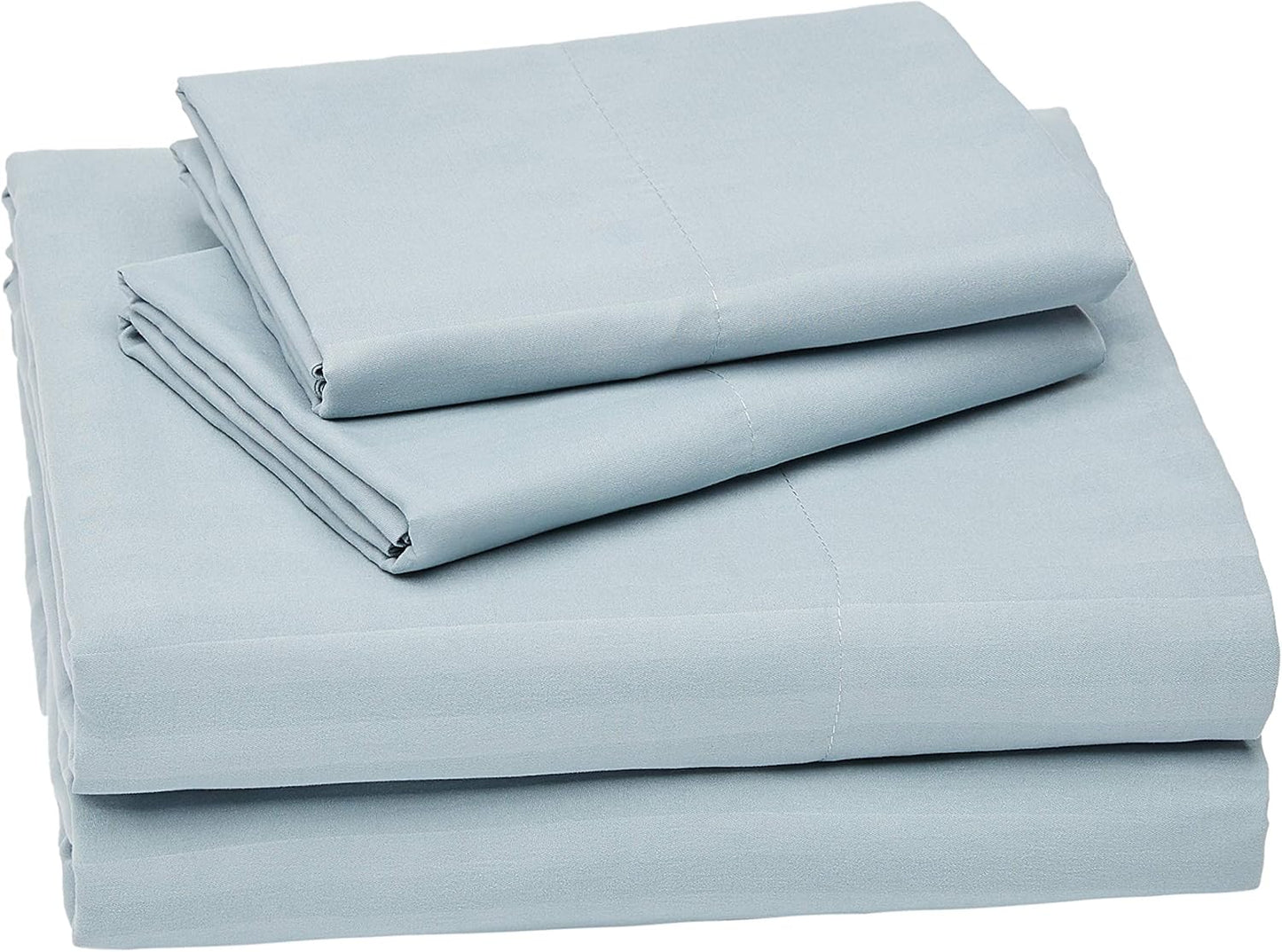Amazon Basics Deluxe Microfiber Bed Sheets Full Size, 4-Piece, Spa Blue Striped