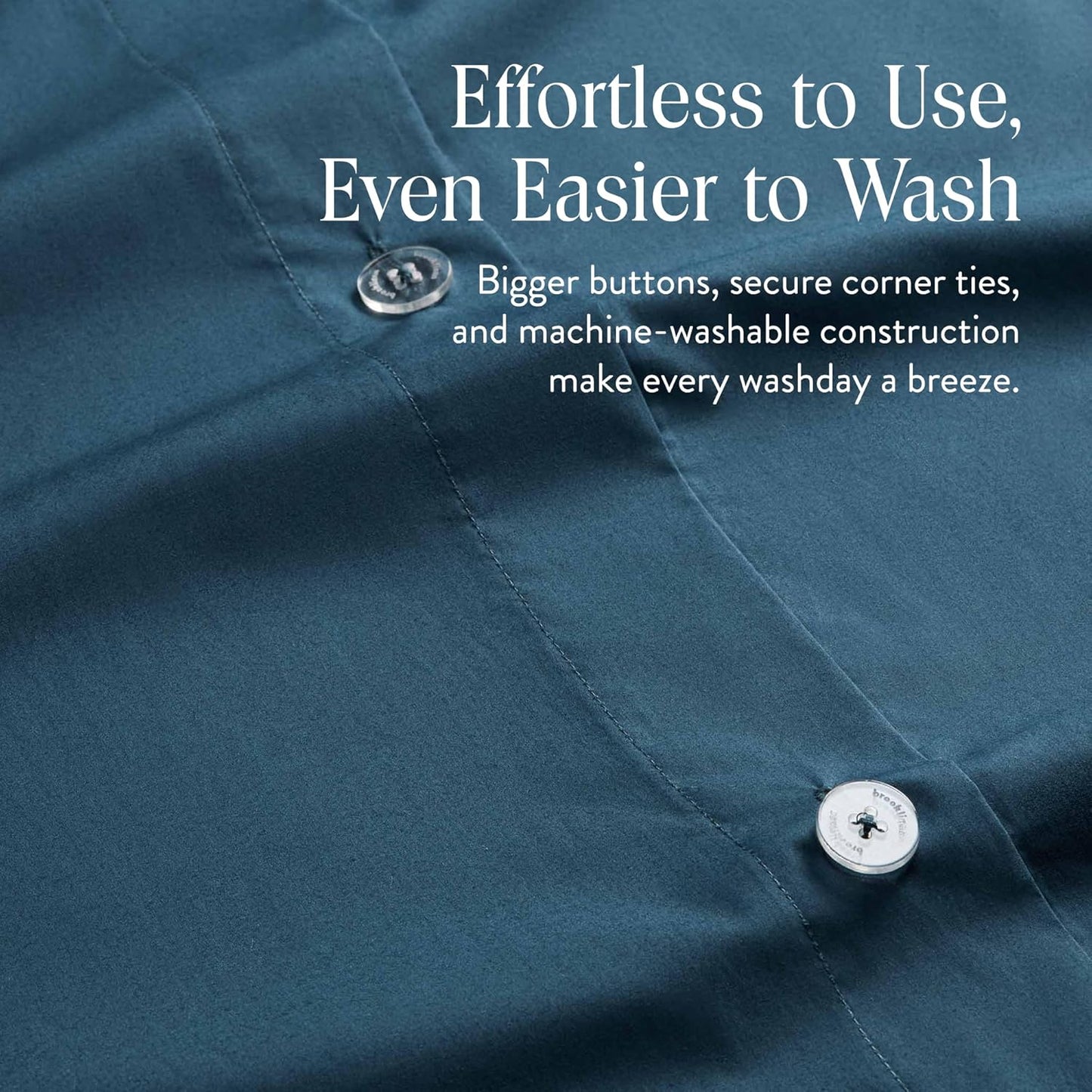 Brooklinen Luxury Percale Duvet Cover – 100% Cotton, Cool, Crisp, Extra-Long Corner Ties, Button Closure, Soft & Breathable – Machine Washable, Duvet Cover Full/Queen Bed Sizes (Abyss)