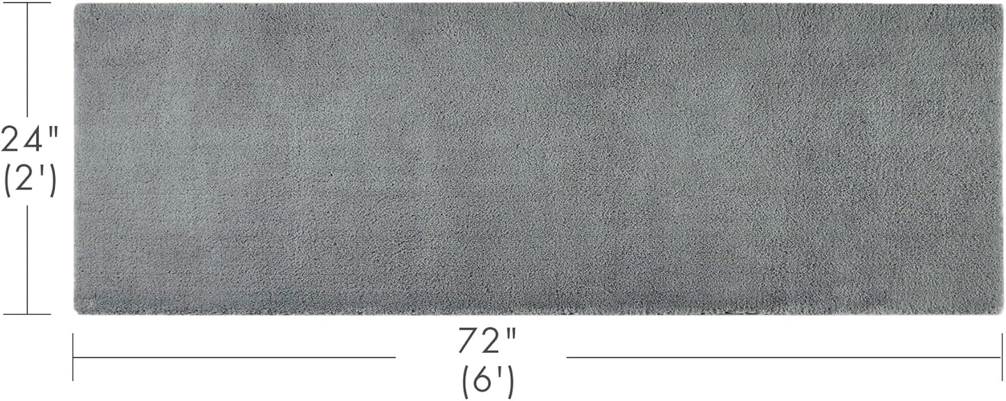 Madison Park Marshmallow Bathroom Rug Non Slip, Luxrurious Plush Bath Mat, Absorbent, Quick Dry, Spa Design Bath Room Décor, 24x72, Grey