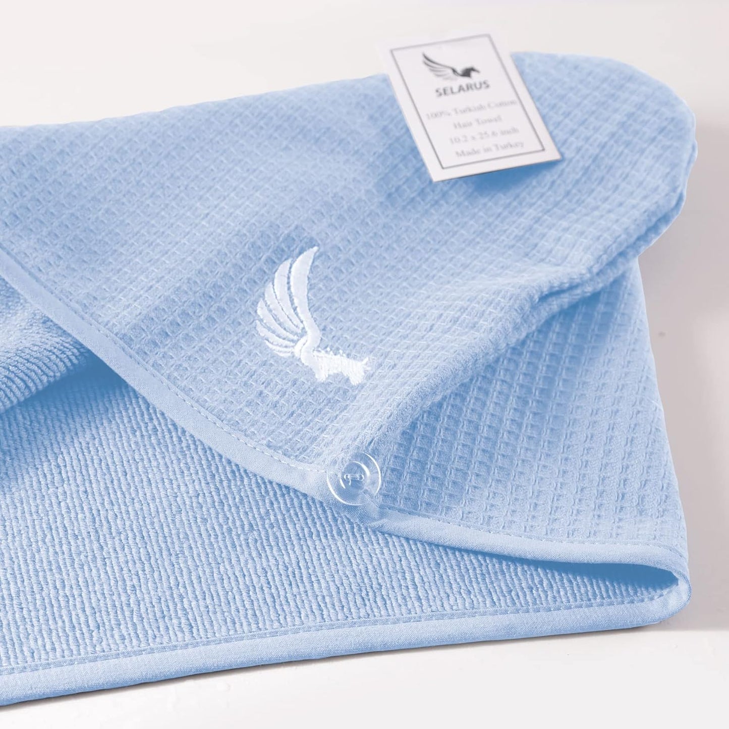 100% Turkish Cotton Hair Towel Wrap for Women,Non Microfiber,400-GSM(Grams per Square Metre),AntiFrizz,Hair Plop Waffle Towels for Curly,Long&Thick Hairs,Turban Head Wrap,1Pack10x26inc