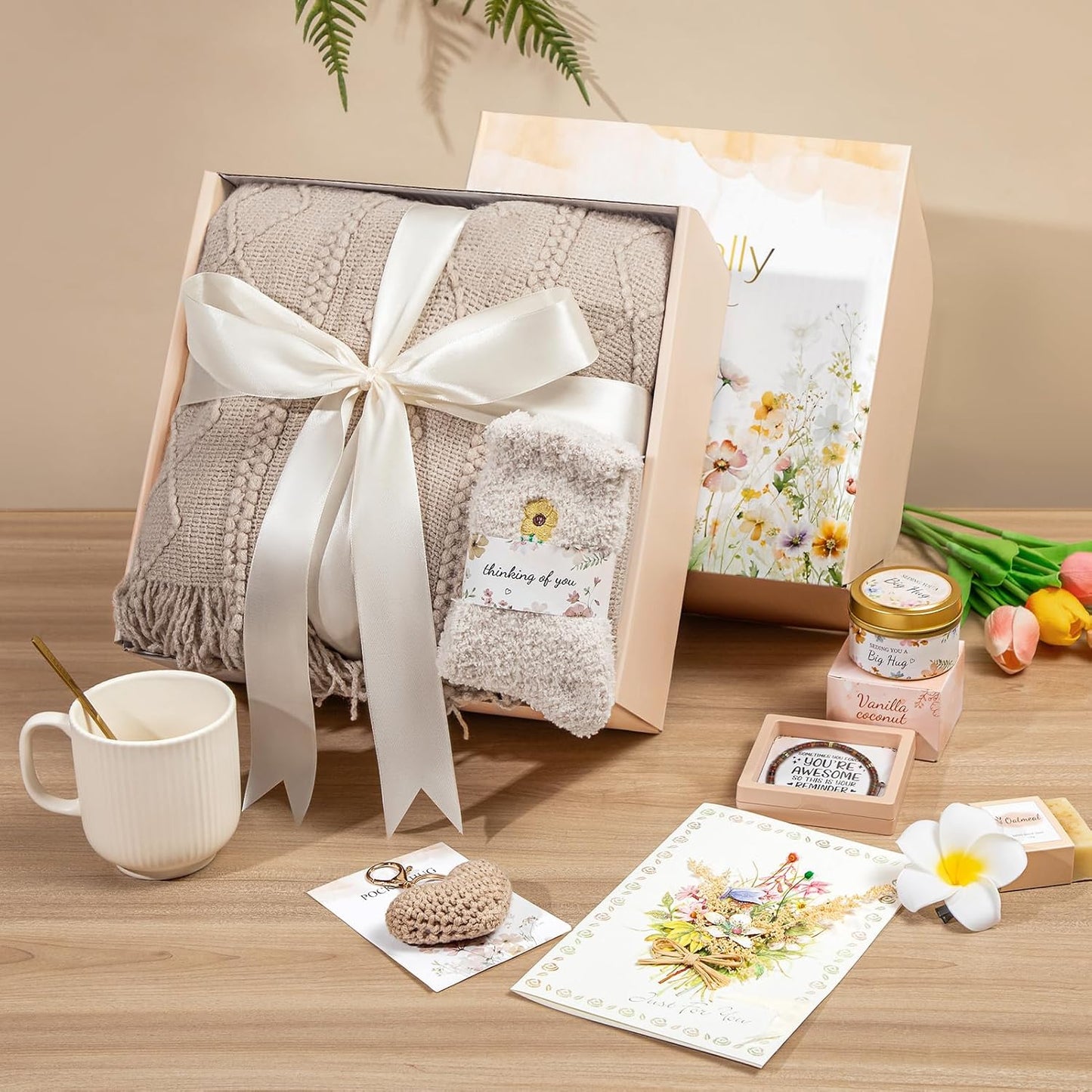 Get Well Gifts for Women Self Care Gifts, Sympathy Gift Baskets Spa Gifts Set, Thinking of You Inspirational Hug in a Box Gifts for Mom Her Friend Sister Wife Girlfriend
