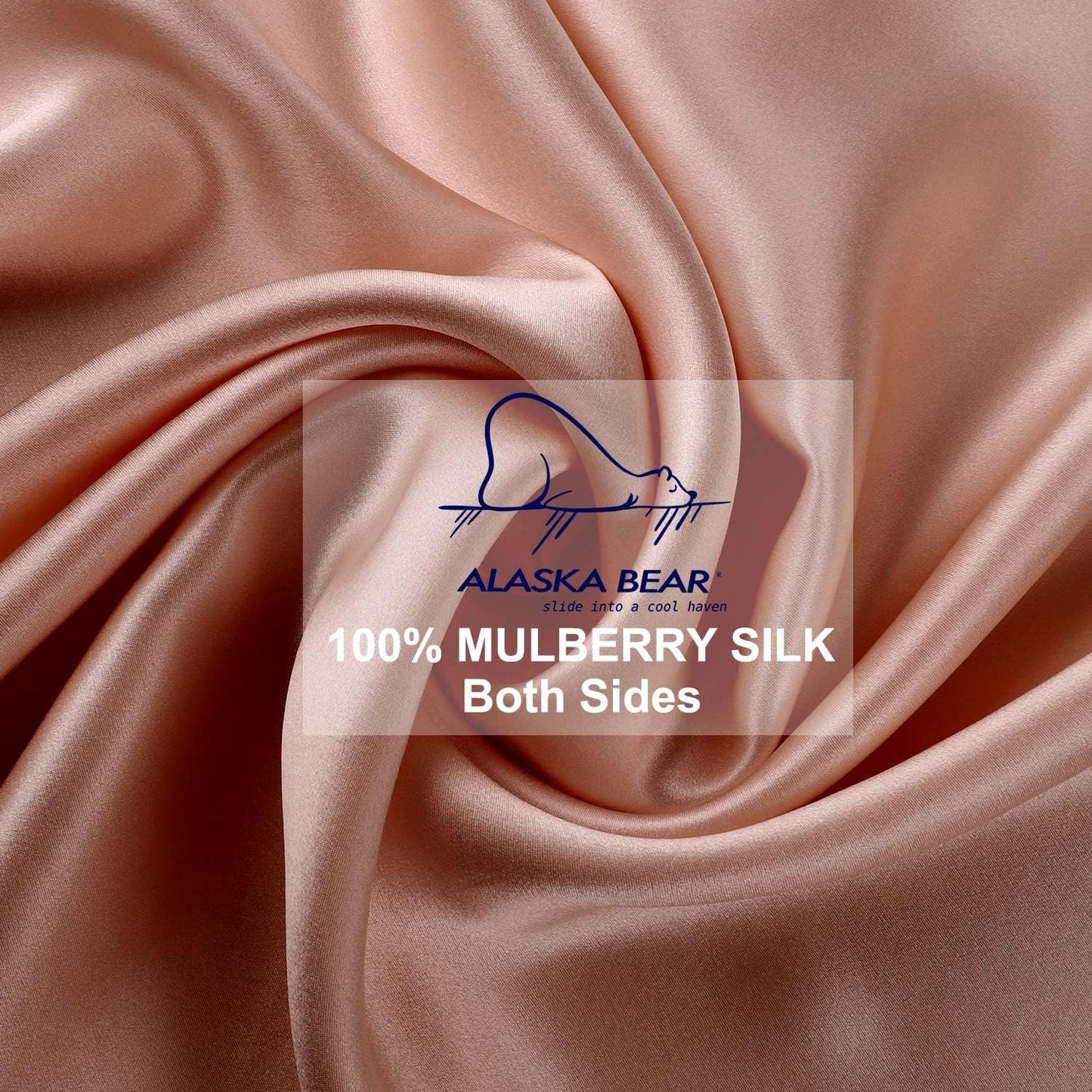 ALASKA BEAR Silk Pillowcase for Curly Hair and Skin Women Real Mulberry Silk Pillow Case Standard Single (1 Pack, Rose Gold)