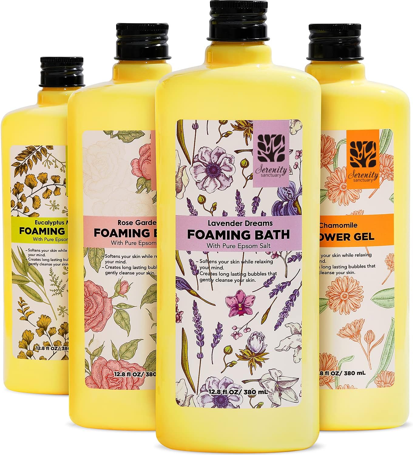 Bubble Bath for Women Adults, Scented Bubble Bath Gift Set for Women, 51.2 fl oz (Pack of 4), with Shower Gel, Ladies Foaming Bath Variety, Mother's Day Gift for Mom