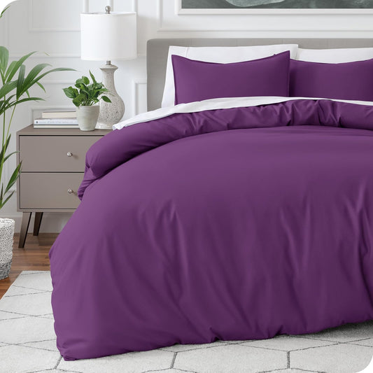 Bare Home Bedding Duvet Cover King Size - Premium 1800 Super Soft Collection - Lightweight, Cooling - Soft Breathable Bedding Duvet Cover (King, Plum)
