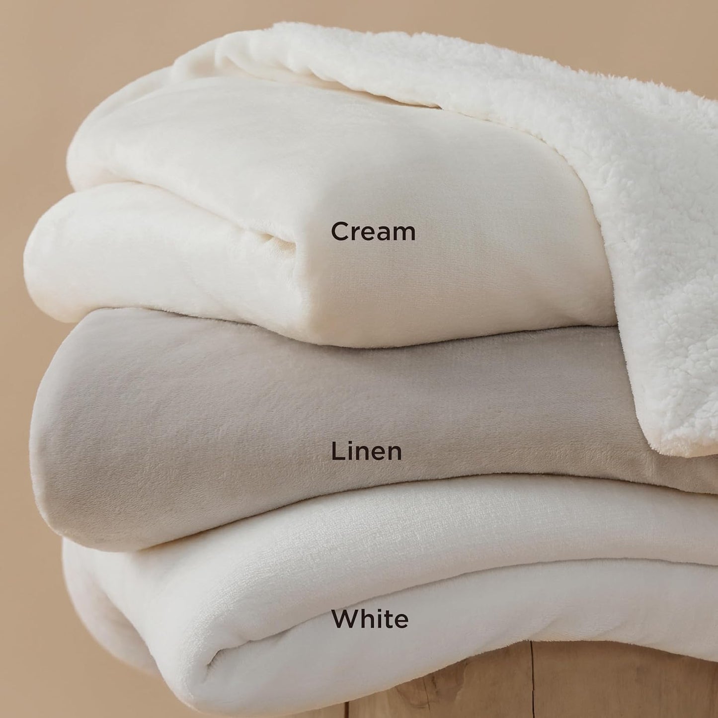 Bedsure GentleSoft Sherpa Fleece Blankets Queen Size for Bed - Thick and Warm Throw for Women and Men, Soft Fuzzy Plush Queen Blanket for Winter, White, 90x90 Inches