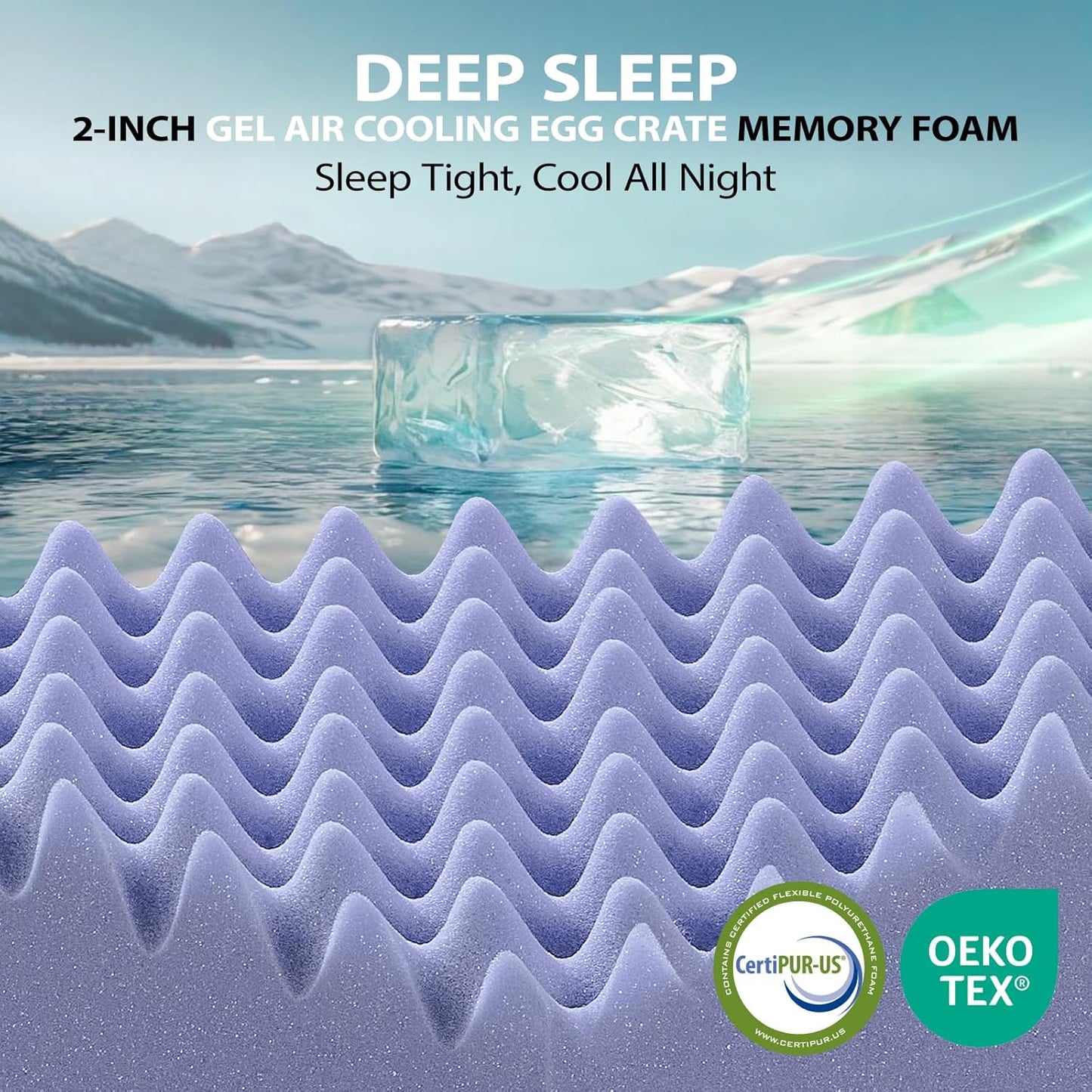 downluxe 4 Inch Full Size Memory Foam Mattress Topper Pro Dual Layer 2 Inch Cooling Gel Egg Crate Memory Foam Plus 2 Inch Pillow Top Medium Firm with Deep Pocket