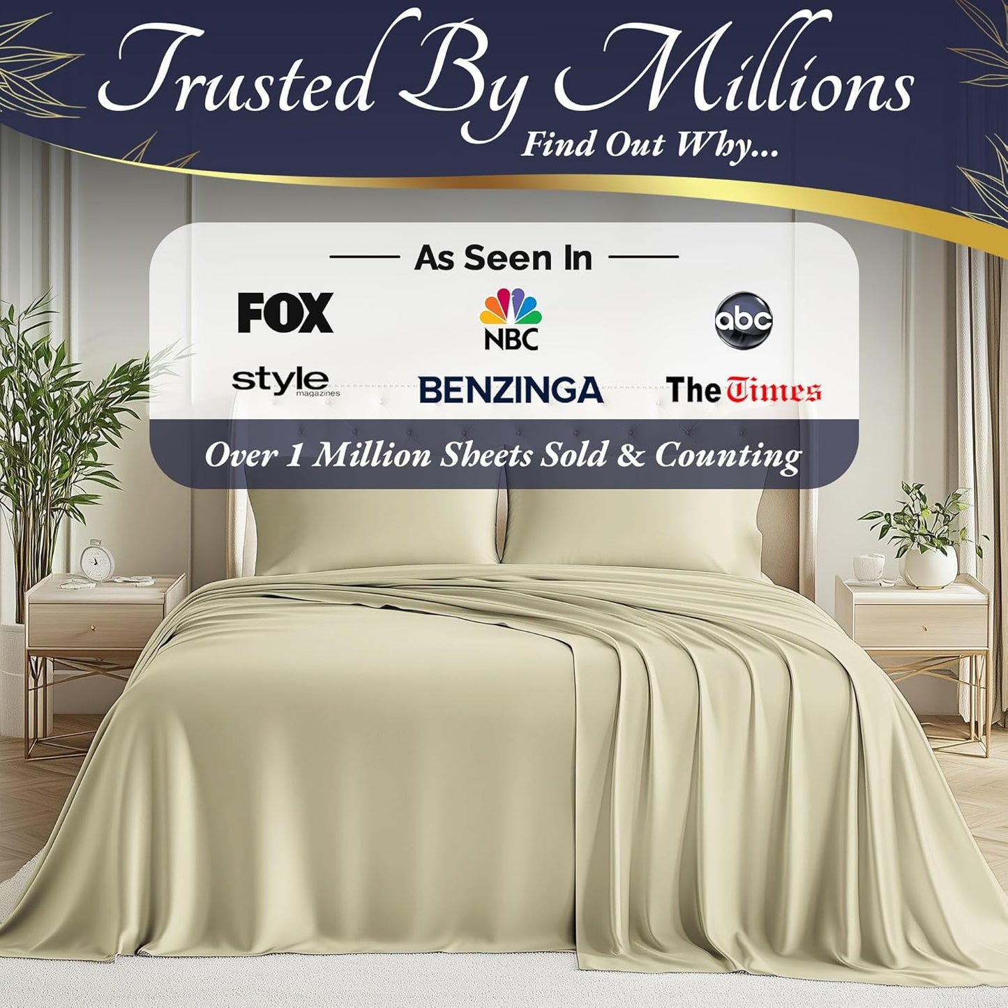 DECOLURE 100% Viscose Derived from Bamboo Sheets Twin Size 3pcs - Ultra Soft & Luxuriously Cooling, 17" Deep Pocket, Double Stitching, Perfect for Hot Sleepers - Twin Bed Sheets (Creme)