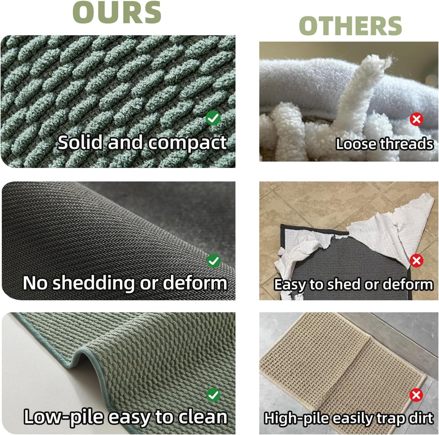 Bathroom Rugs Non Slip Washable, Super Absorbent Thin Bath Mat Quick Dry Low Pile Bathroom Rug, Sage Green 24"x36"