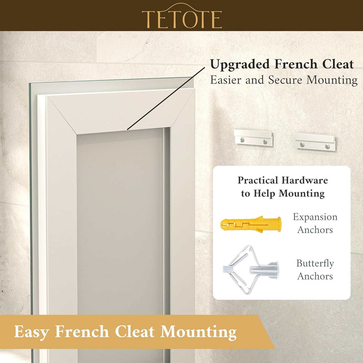 TETOTE 96 x 36 LED Lighted Bathroom Mirror with Lights Wall Mounted, Brighter Front and Backlit Led Vanity Mirror, 3-Color Dimmable Light up Anti Fog Mirror, Waterproof, Shatterproof Tempered Glass