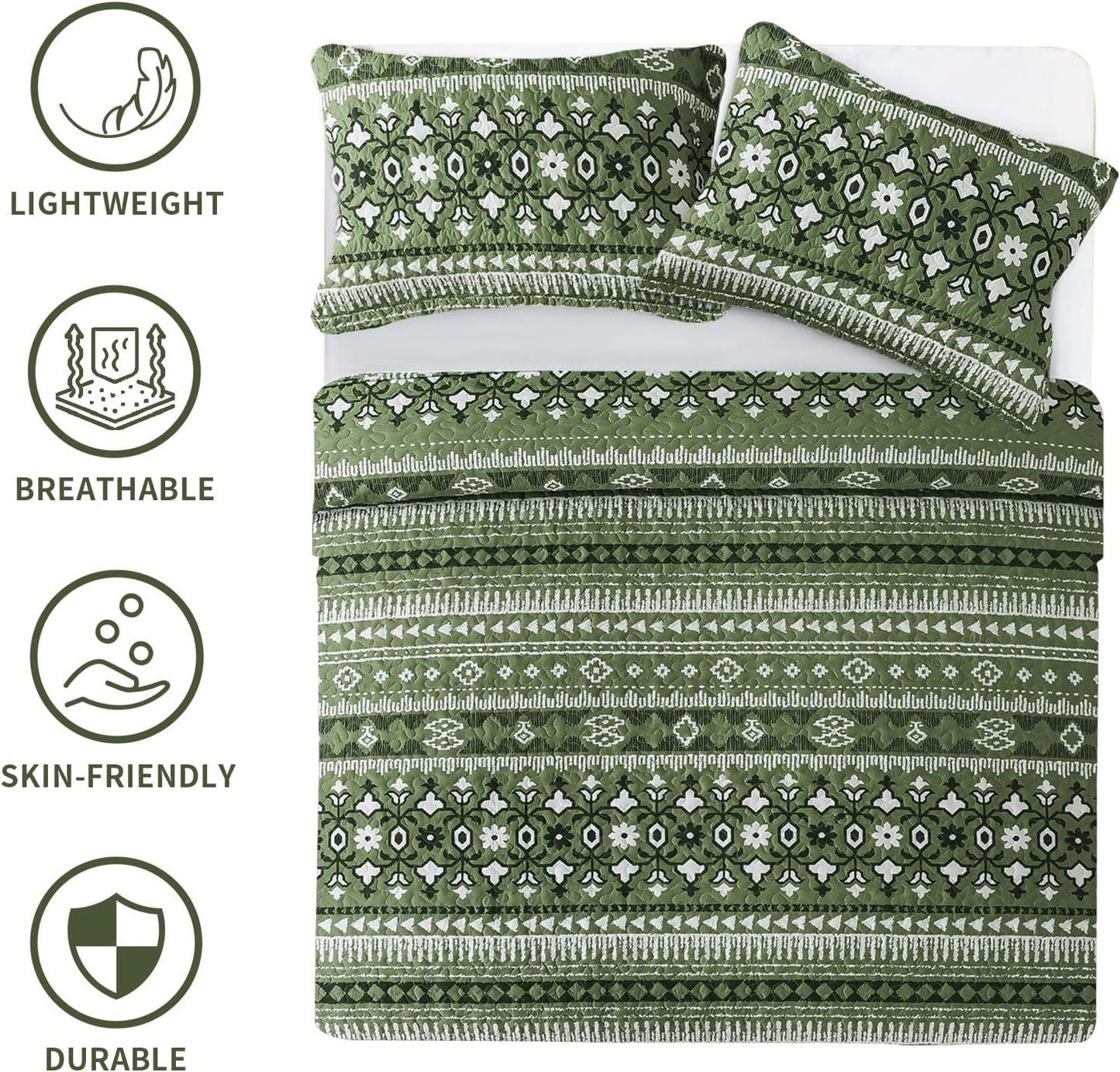 BEDIFANY California King Quilt, Reversible Lightweight Bedspread, Boho Bed Spread Coverlet Sets for Bed Decoration, All-Season Oversized King Size Quilt Bedding Set (108 * 118 in), 3 Pieces