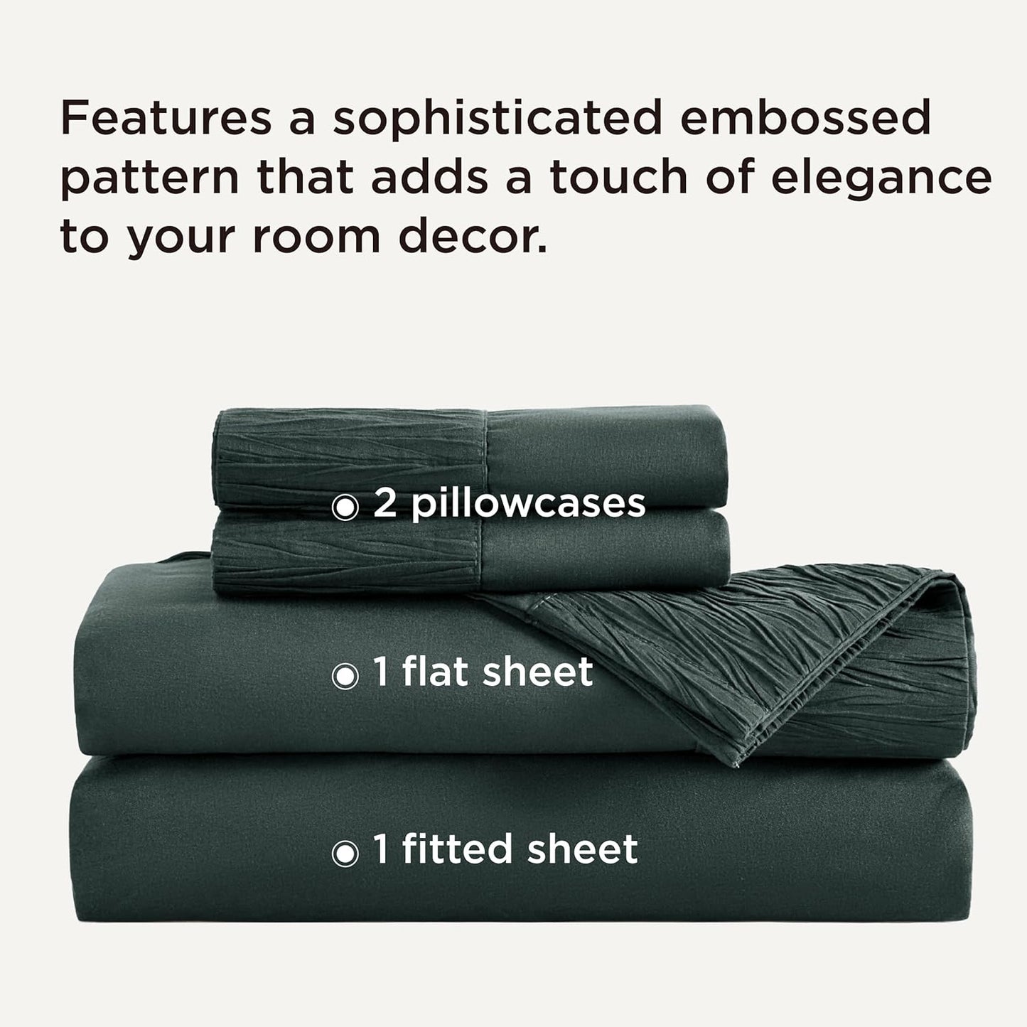 Bedsure Queen Sheet Set - 4 Pieces Soft Queen Size Sheets - Breathable & Cooling - Hotel Luxury - Easy Care Polyester Microfiber Bedding for Women, Men, Forest Green