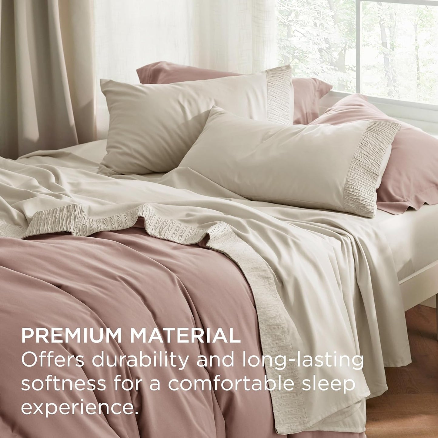 Bedsure Queen Sheet Set - 4 Pieces Soft Queen Size Sheets - Breathable & Cooling - Hotel Luxury - Easy Care Polyester Microfiber Bedding for Women, Men, Linen