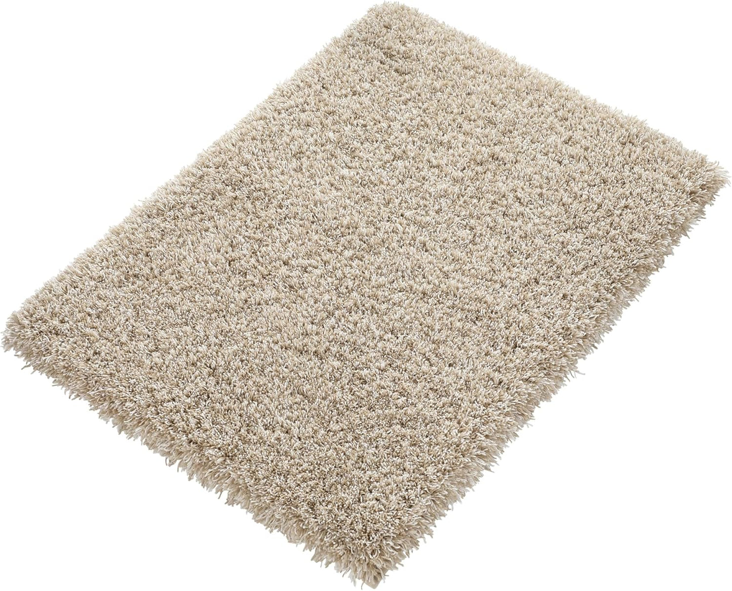 Yimobra Bathroom Rugs Non Slip Washable, Ultra Soft and Water Absorbent Bath Mats, Plush Fluffy Shower Mat Outside, Microfiber Thick Matts for Bathroom Floor/Sink, 24x17, Light Beige and White