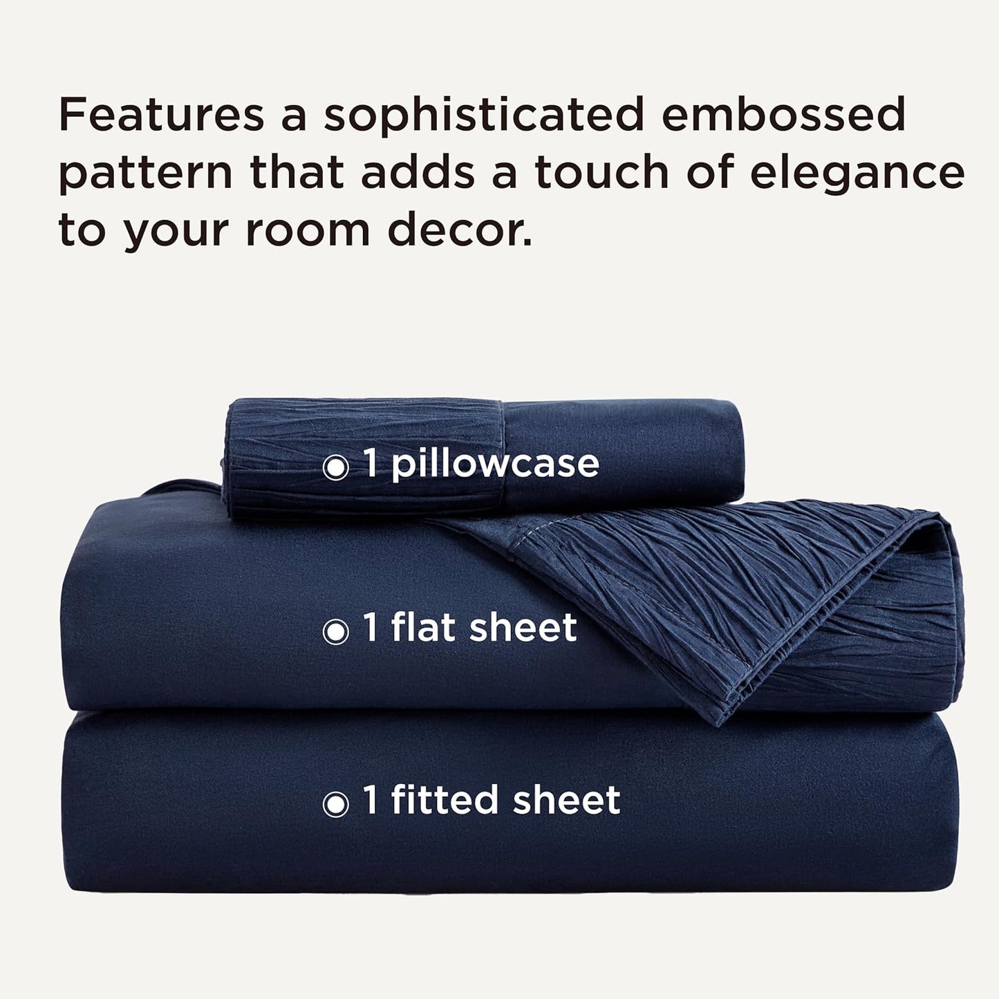 Bedsure Twin XL Sheet Sets Dorm Bedding - 3 Pieces Soft Extra Long Twin Sheets, Hotel Luxury, Easy Care Microfiber for Women, Men, Navy