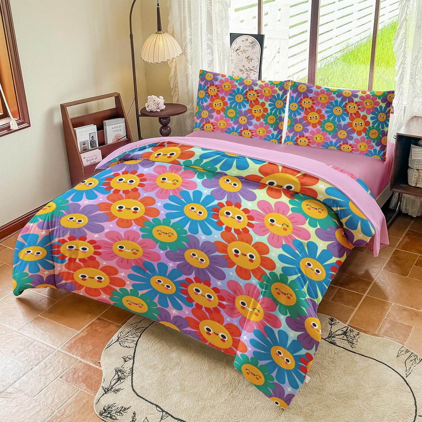 Full Size Bedding Sets Kids Bedding Sets for Girls, Galaxy Bedding 5 Pieces Bed in A Bag Full Size, Glitter Colorful Comforter for Girls