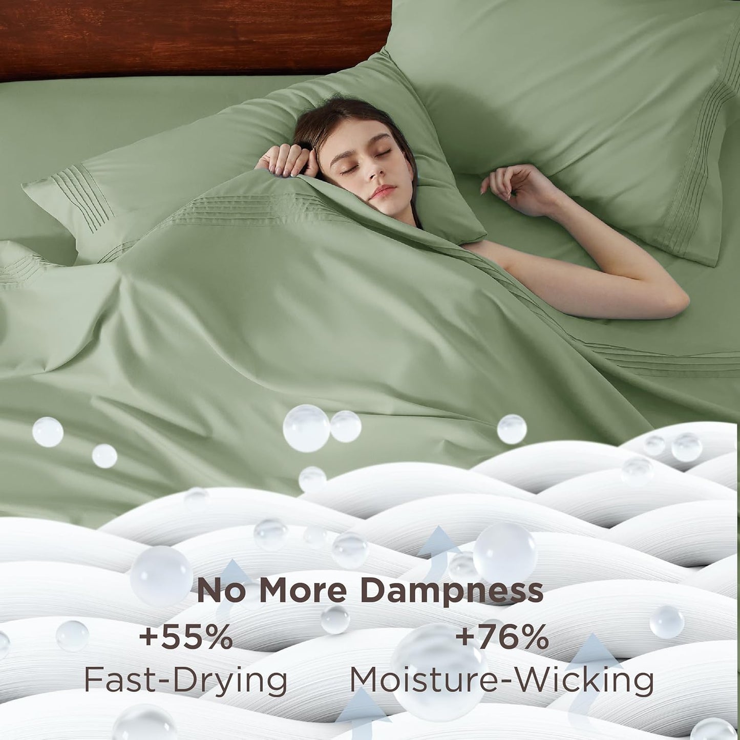 Bedsure Deep Pocket Full Size Bed Sheets Set - Fits Mattresses Up to 21 Inches Thick - 4 Piece GentleSoft Bed Sheets, Moisture Wicking, Cooling Bedsheet & Pillowcases, Easy & Secure Fit, Sage Green