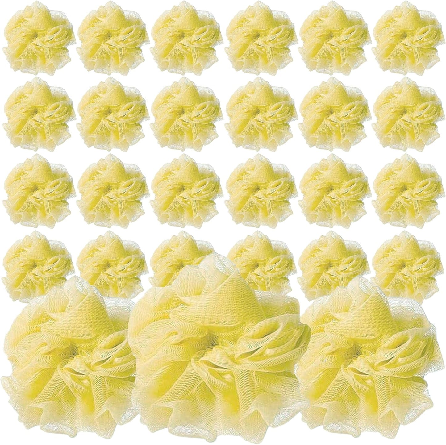24 Yellow Bath or Shower Sponge Loofahs Pouf Mesh Wholesale Bulk Lot
