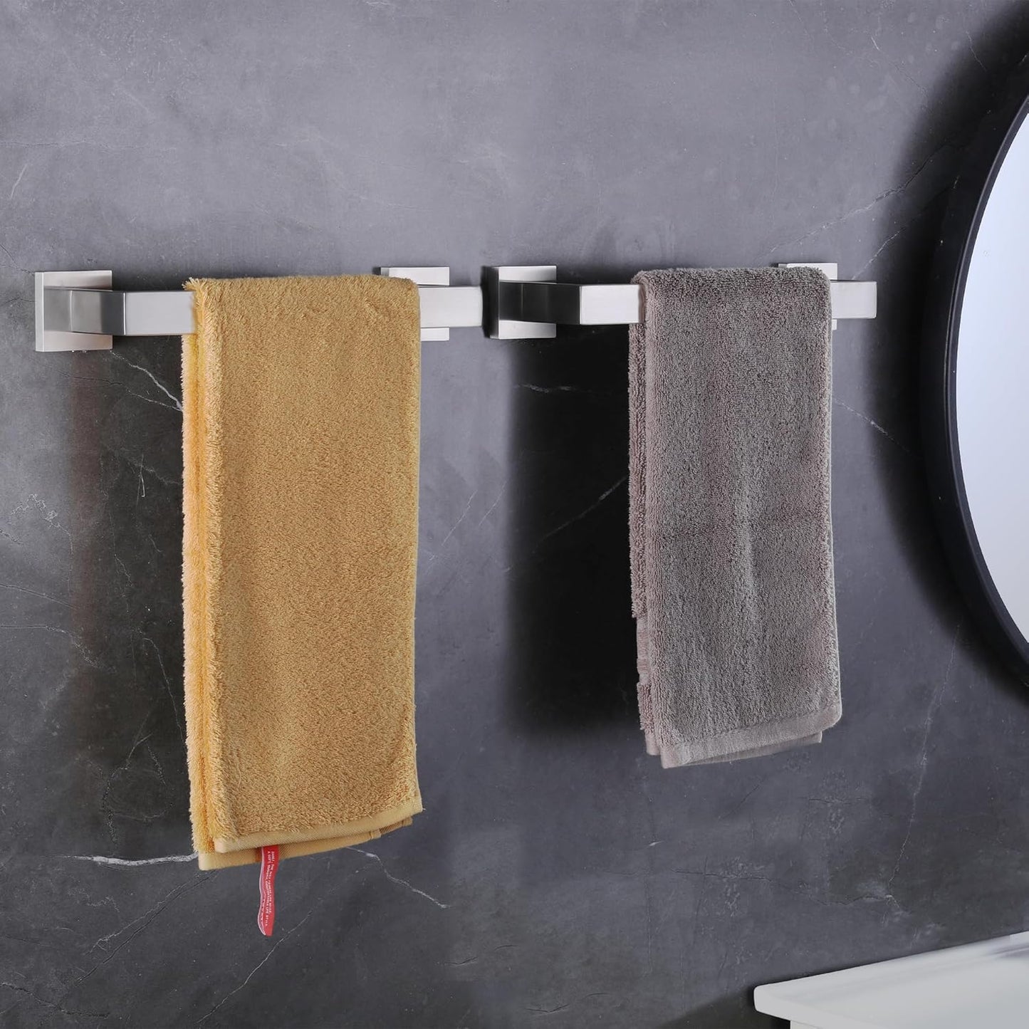 LANC 12-Inche Towel Bars for Bathroom Wall Mounted 30-CM Brushed Nickel Bath Towel Ring Stainless Steel Total-14” Towel Rails for Kitchen Hand Towel Holder Racks Hanger Towel Rods, A8804BN-3P1