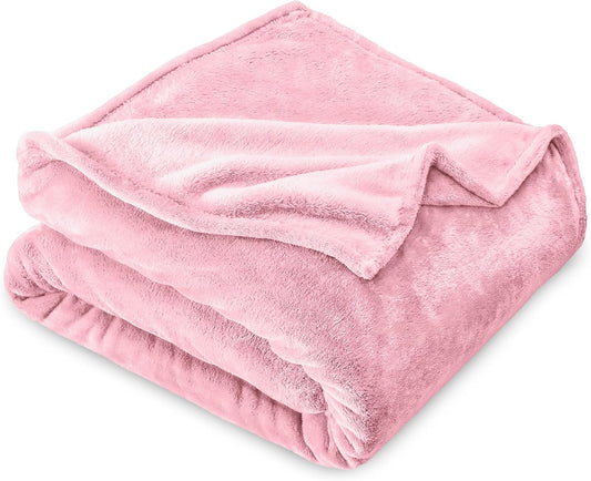 Bare Home Fleece Blanket - Kid Size - Ultra-Soft Lightweight for Bed, Sofa, and Couch - Luxury Microplush - Cozy Warm Blanket (Kid, Light Pink)