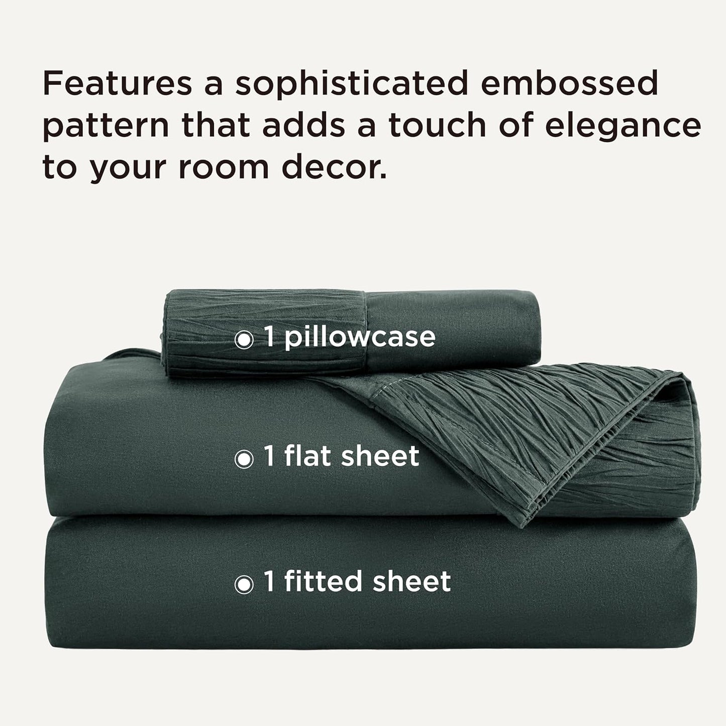 Bedsure Twin Sheets Set - 3 Pieces Soft Twin Bed Sheets - Breathable & Cooling - Hotel Luxury - Easy Care Polyester Microfiber Bedding for Women, Men, Forest Green