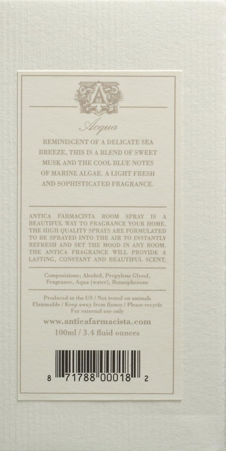 Antica Farmacista Room Spray - Acqua, 3.4 Fl Oz (Pack of 1)