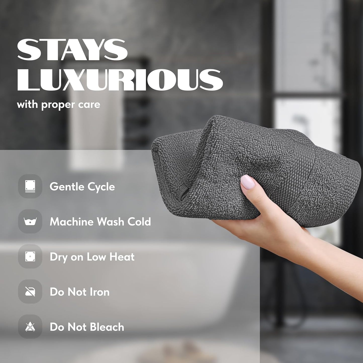 White Classic Wealuxe Grey Hand Towels for Bathroom 12 Pack, Cotton Hand Towel Bulk for Gym, Spa and Salon, Soft Extra Absorbent Quick Dry 16x27 Inch