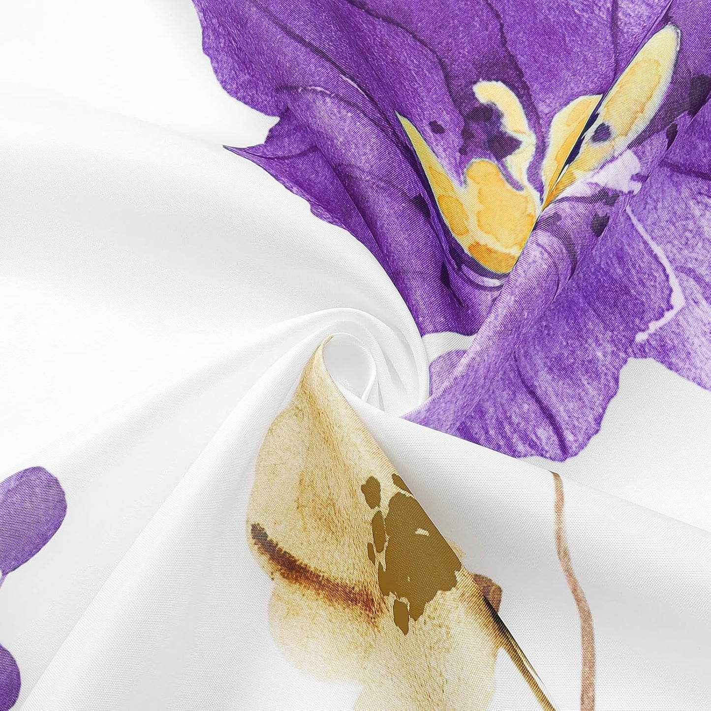 Gibelle Watercolor Floral Shower Curtain, Purple Yellow Flower Shower Curtain for Bathroom, Modern Minimalist Waterproof Fabric Shower Curtain Set with Hooks 72x72 Inch