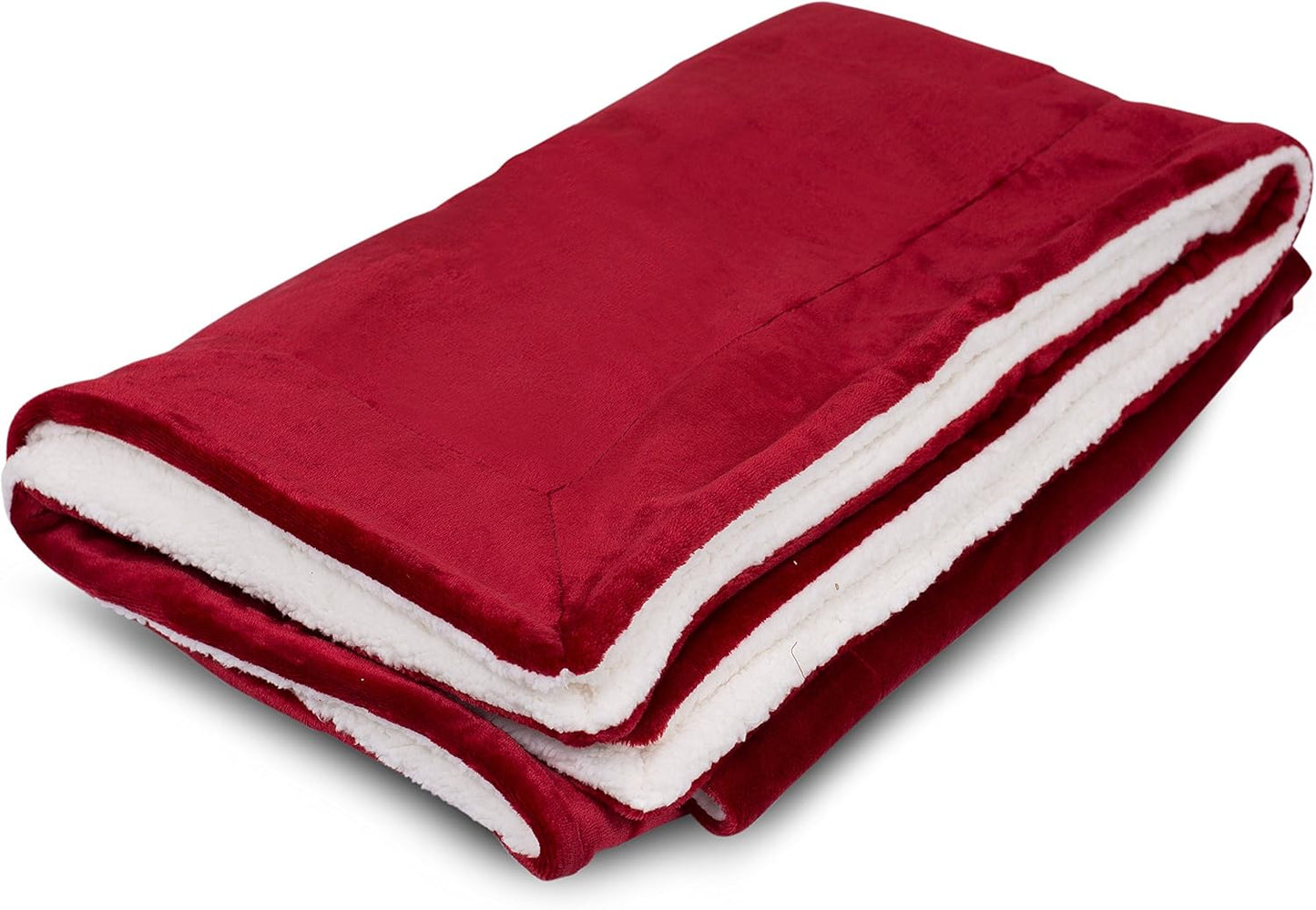 Internet’s Best Plush Reversible Sherpa Throw Blankets - Burgundy (Red) - Ultra Soft Couch Blanket - Light Weight Sofa Throw - 100% Microfiber Polyester - Easy Travel - Bed - 50 x 60