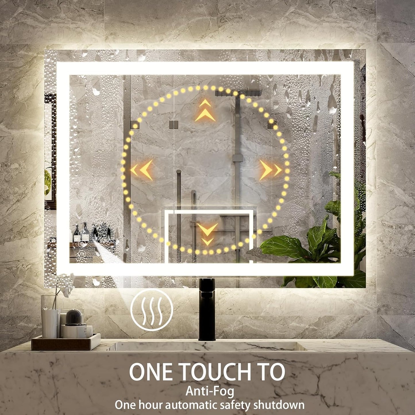 38'' x 26'' LED Bathroom Mirror with Lights, Wall Mirror with Front and Backlight, 3 Colors Vanity Mirror with Lights, Anti-Fog Wall Mirror for Bathroom