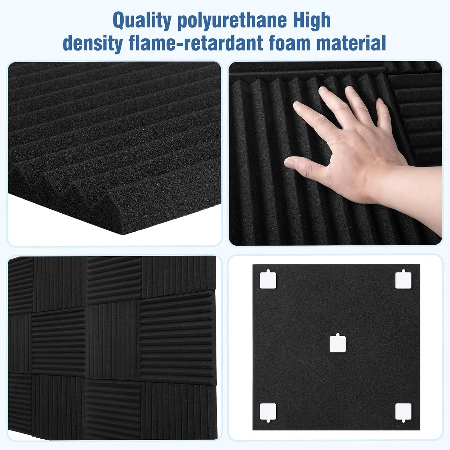 100 Pack Acoustic Panels 1 X 12 X 12 Inches - Acoustic Foam Studio Foam Wedges High Density Panels Soundproof Wedges Charcoal …