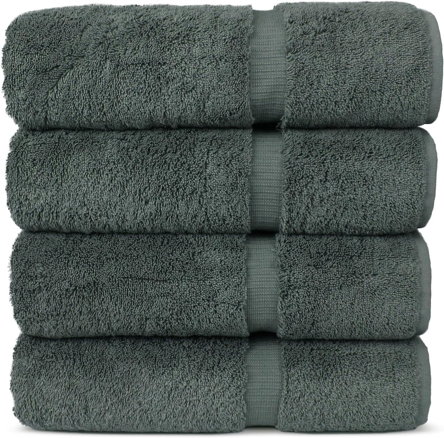 Chakir Turkish Linens 100% Cotton Premium Turkish Towels for Bathroom | 27'' x 54'' (4-Piece Bath Towels - Dark Gray)