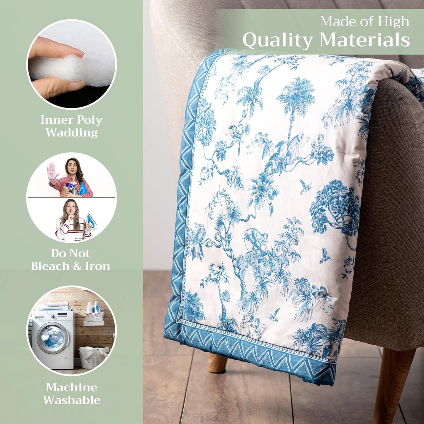 Maison d' Hermine Throw Blanket for Couch Lightweight Soft Warm Breathable Cotton Throw Blankets for Bed Girls Boys Women Men Gifts Sofa Travel Living Room Chair Bedding (50"x60", Bonobo)