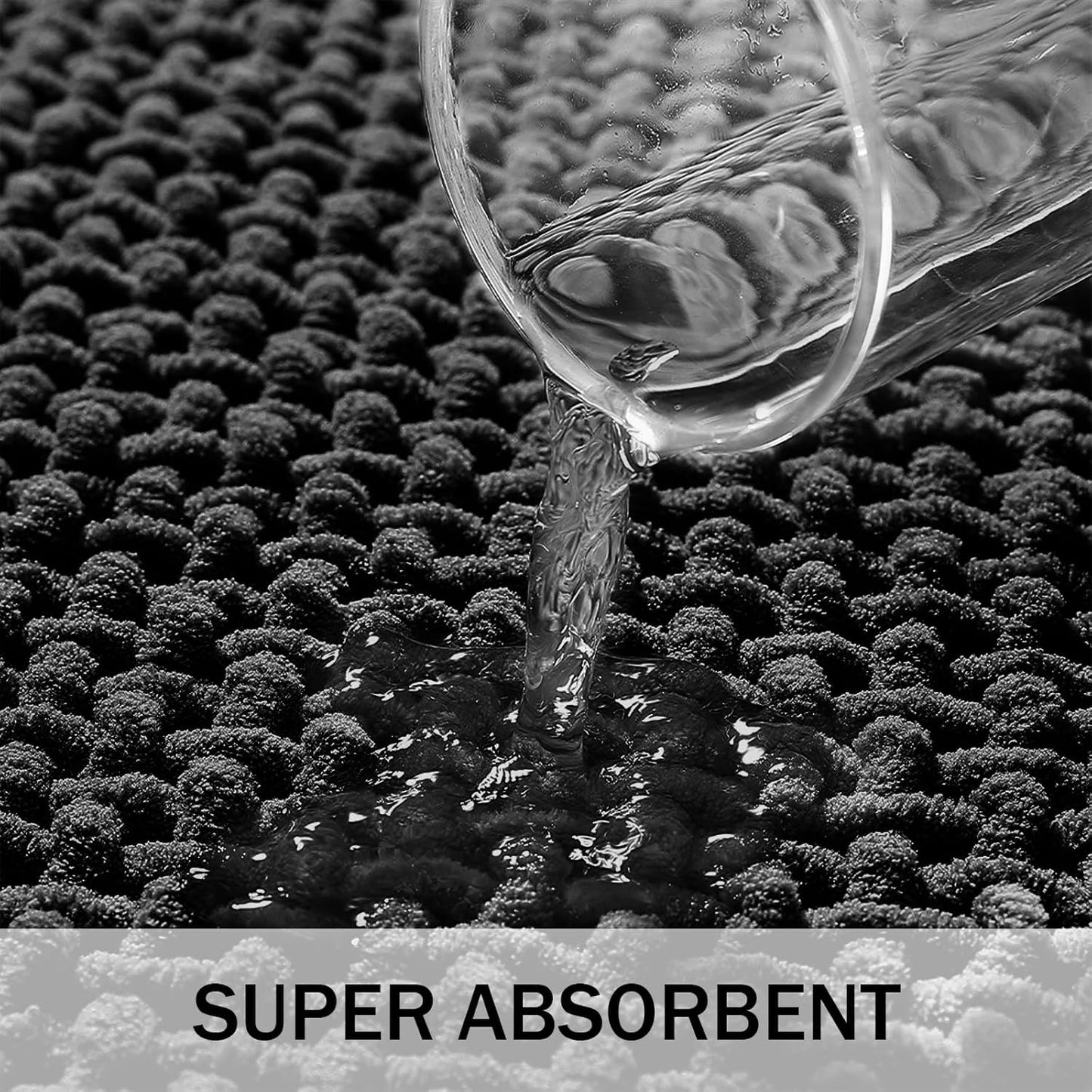 Bathroom Rugs Non Slip Washable, Super Absorbent Thin Bath Mat for Small Quick Dry Low Pile Bathroom Rug, (Black, 36″x24″)