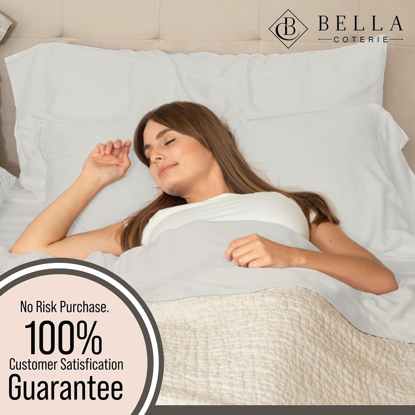Bella Coterie Luxury Bamboo Viscose Queen Size Sheet Set | 100% Organically Grown | Ultra Soft | Cooling for Hot Sleepers | 18" Deep Pocket [Grey Mist]