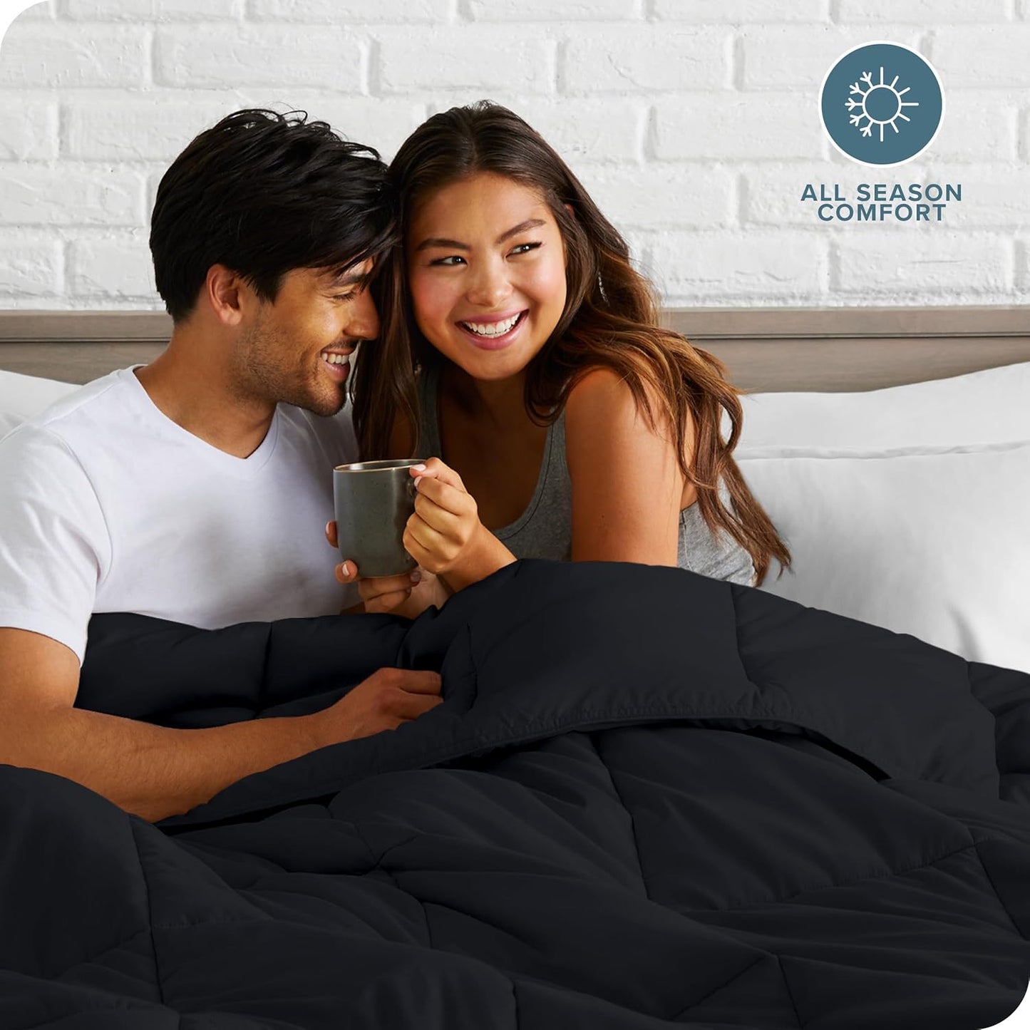 Bare Home Duvet Insert Comforter - Full Size - Goose Down Alternative - Ultra-Soft - Premium 1800 Series - All Season Warmth - Bedding Comforter (Full, Black)
