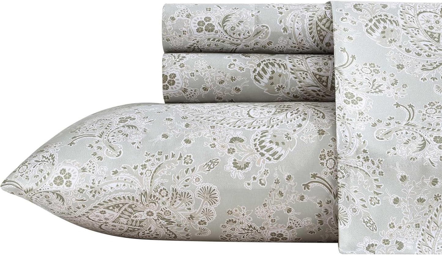 Wrangler - King Bed Sheets, Ultra-Soft & Lightweight Bedding with Matching Pillowcases, Lightweight Bed Set for All Season Comfort, Oeko-Tex Certified (Prairieland Paisley Green)
