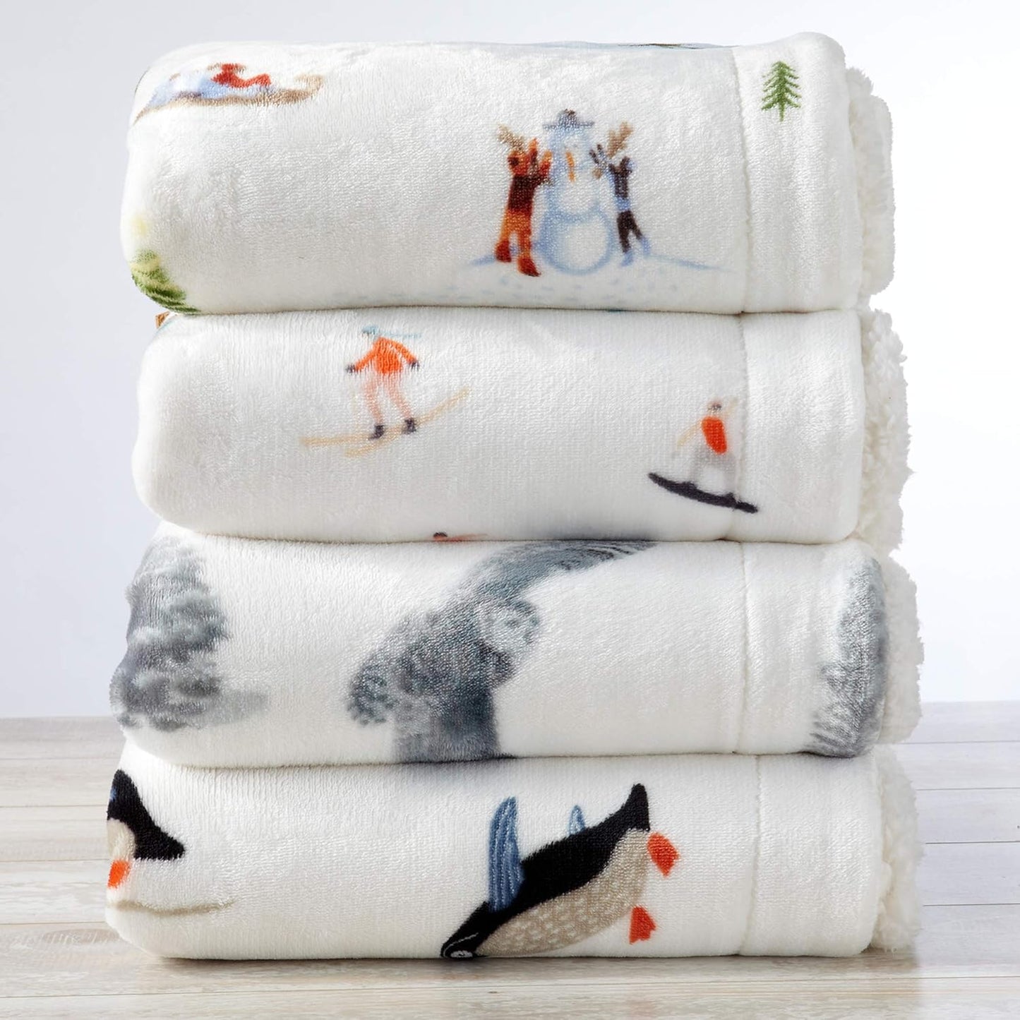Great Bay Home Decorative Holiday Throw Blanket. Super Soft Fleece Sherpa Holiday Throw Blanket. Hudson Collection (Camping)