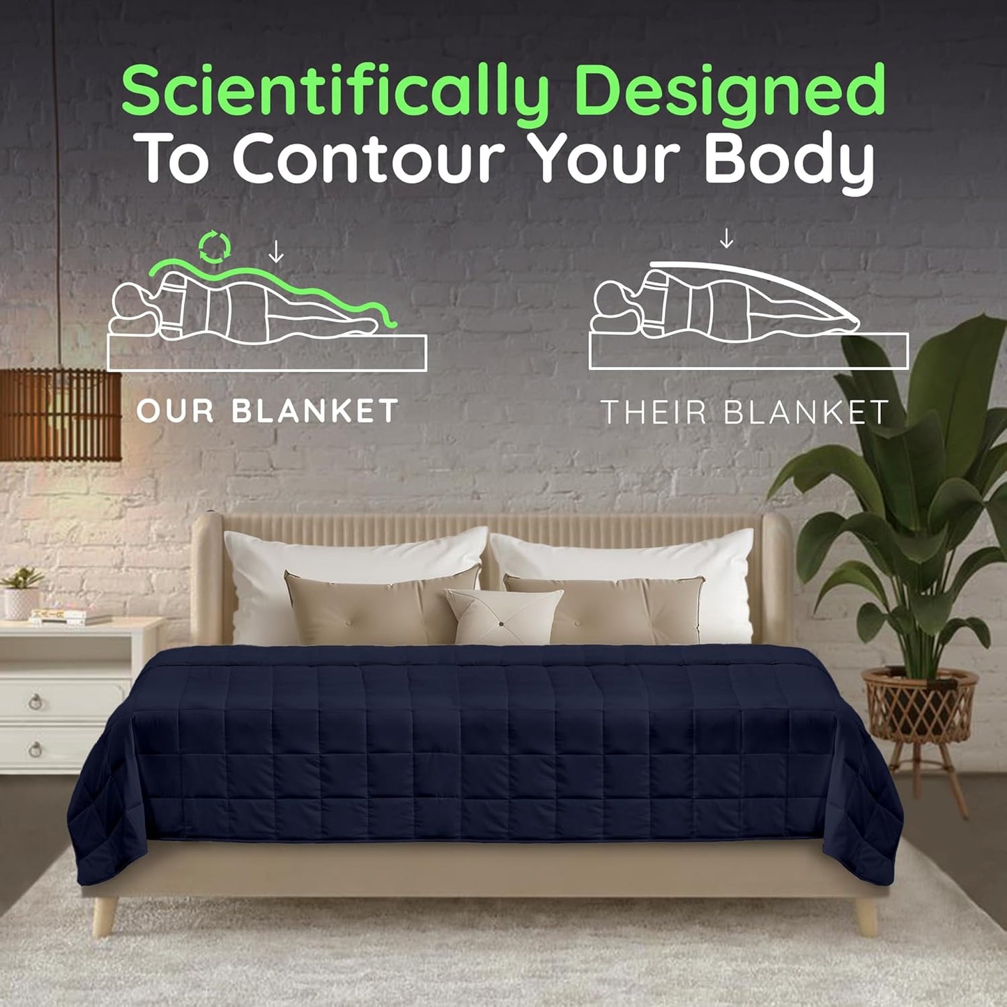 HomeSmart Weighted Blanket King Size 40 lbs, Heavy Weighted Blanket, Also Fits California King Beds, Soft Breathable Fabric, Navy