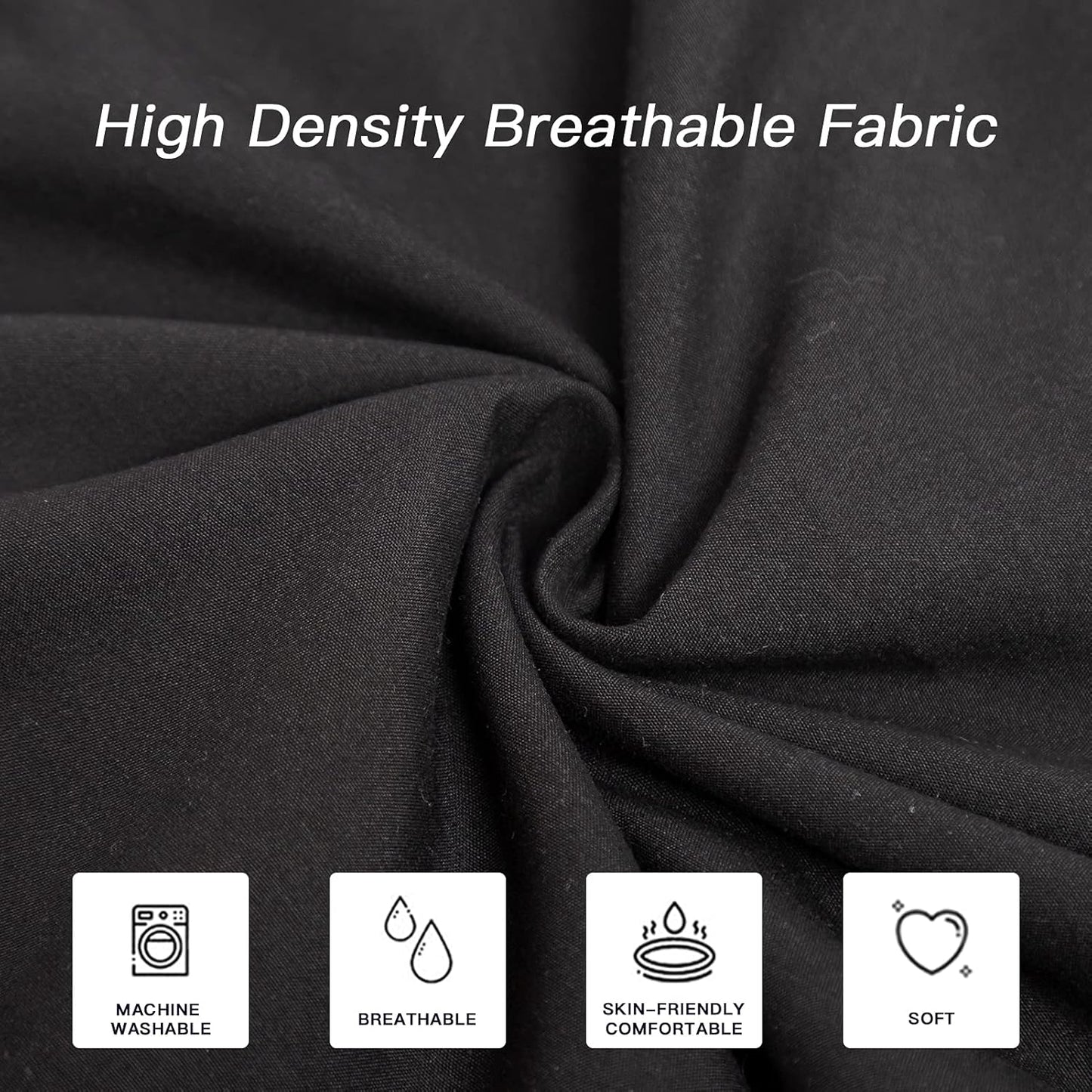 DOWNCOOL Luxury Full Body Pillow Insert with Fiber Cover - Ultra Soft Body Pillow for Sleeping - Breathable Long Bed Pillow Insert, 20"x54"(Black, with Cover)