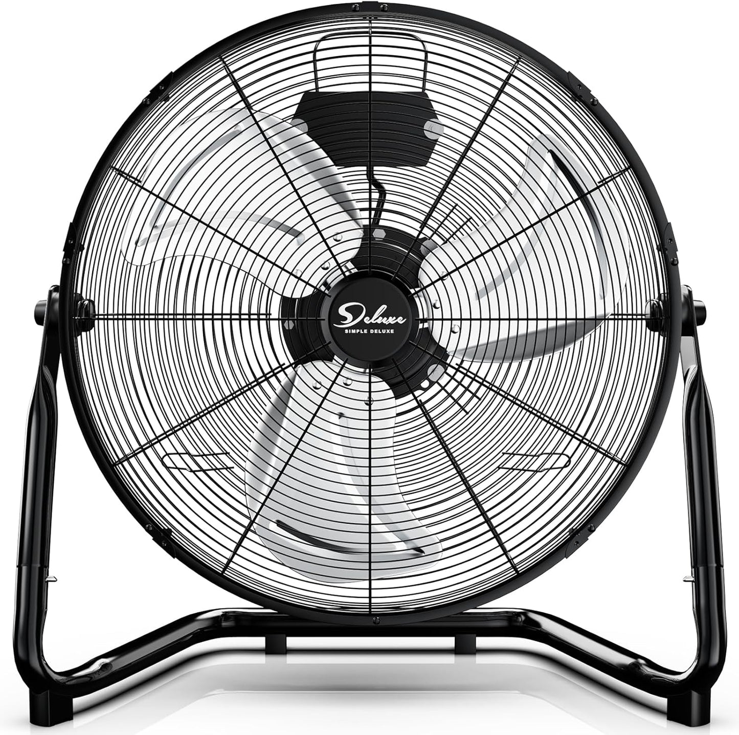 Simple Deluxe 18 Inch 3-Speed High Velocity Heavy Duty Metal Industrial Floor Fan for Warehouse, Workshop, Factory and Basement, Black, 1 Pack