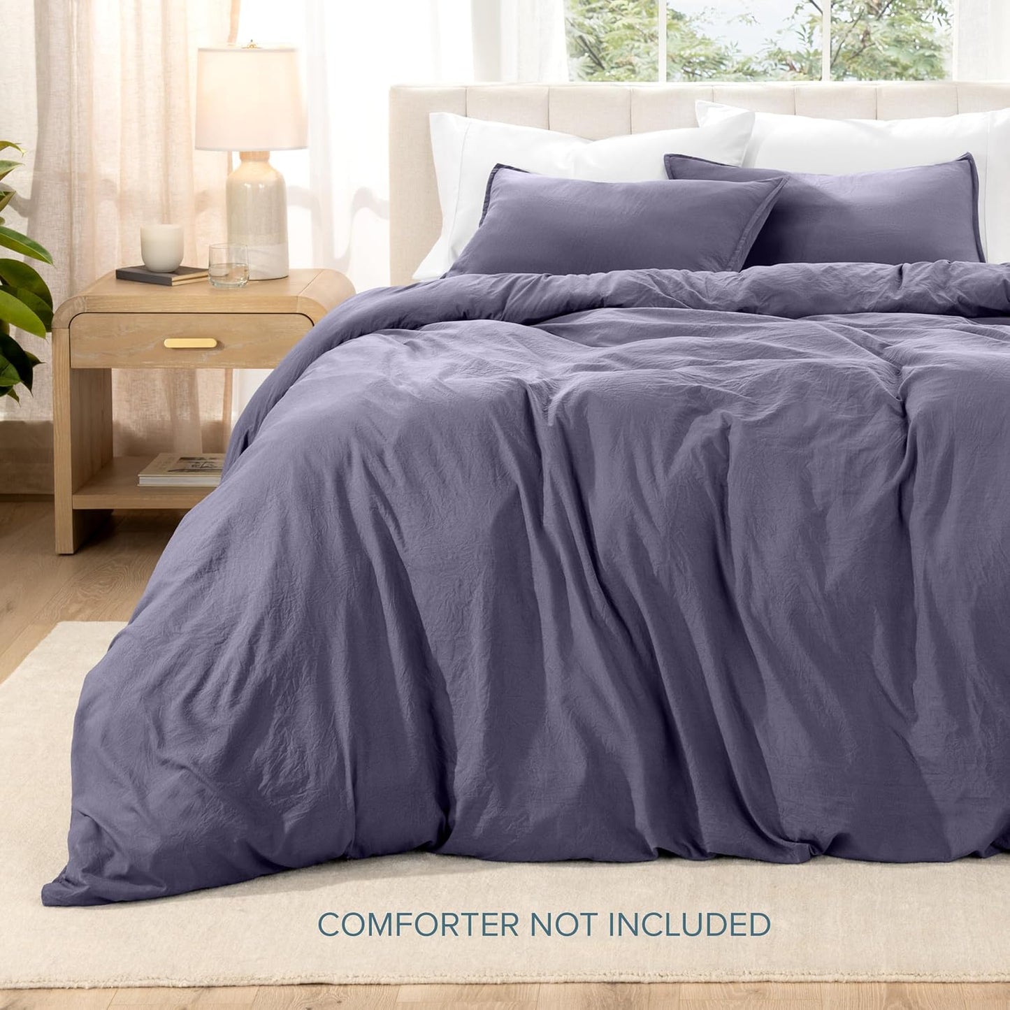 Bare Home Microfiber Duvet Cover Set - Ultra Soft Washed Microfiber - Queen Size - Linen-Like Look - Easy Care - Breathable Fabric - Our Softest Duvet Cover Set (Queen, Dusty Purple)