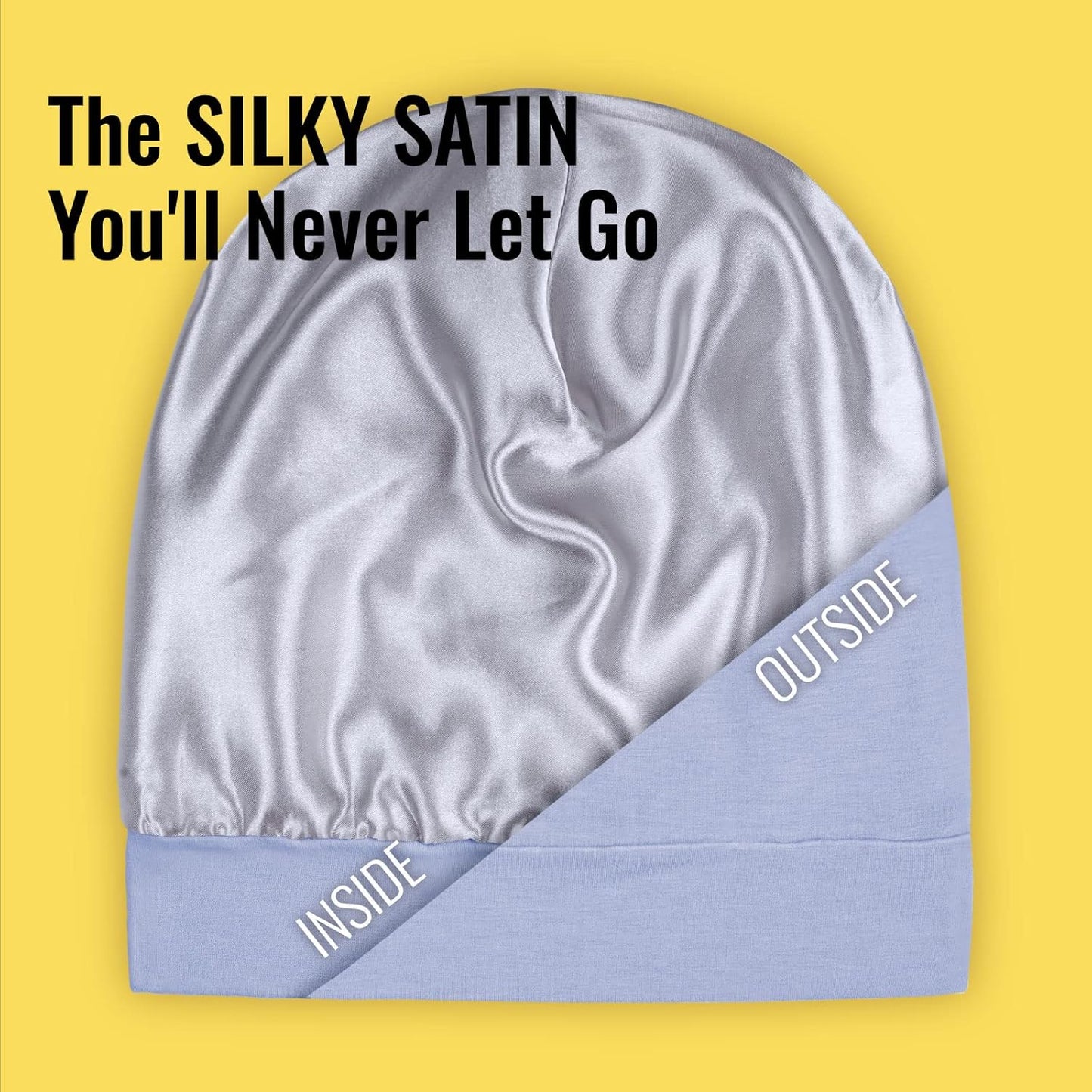 Satin Lined Sleep Cap Bonnet for Curly Hair and Braids, Stay On All Night Hair Wrap with Adjustable Strap for Women and Men, Light Blue, Pack of 1