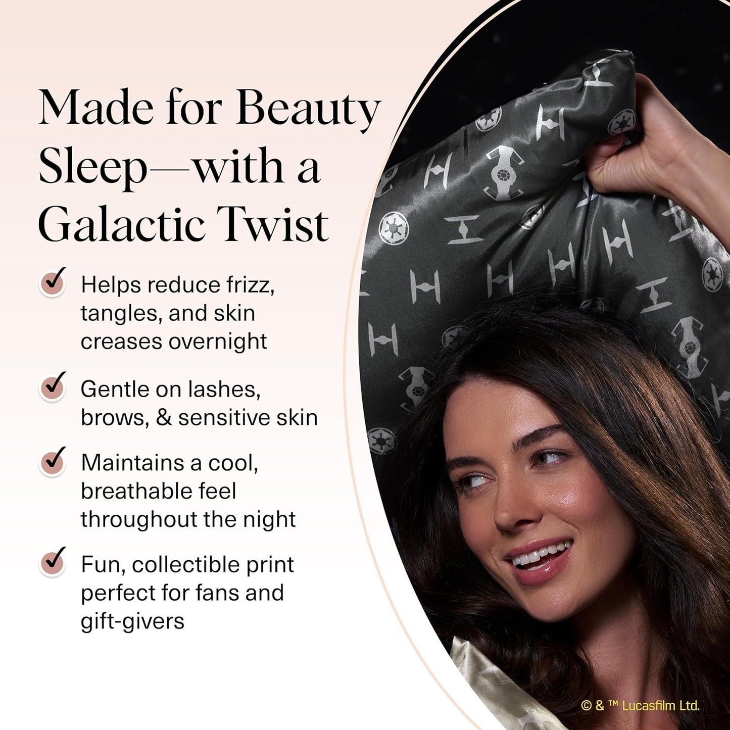 Kitsch x Star Wars Galactic Empire Satin Pillowcase | Satin Pillowcase with Zipper, Better Than Silk Pillowcase | Frizz-Reducing Pillow Case for Hair & Skin Care, Cooling & Breathable - King
