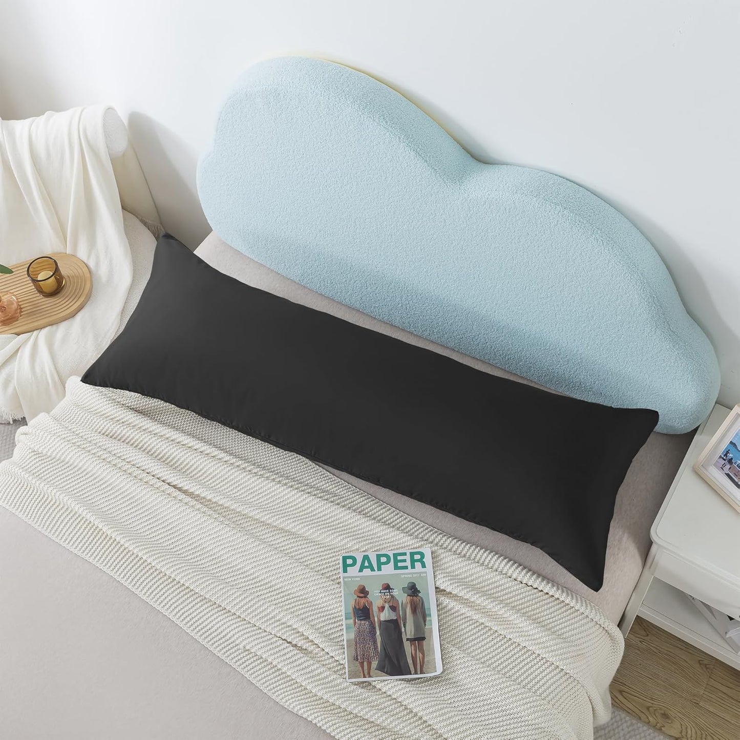 Ubauba Memory Foam Body Pillow with Cover, Full Large Body Pillows Insert for Adults with Envelope Closure Pillowcase, Firm & Fluffy Long Bed Pillows for Sleeping (20x54 inch, Pitch Black)