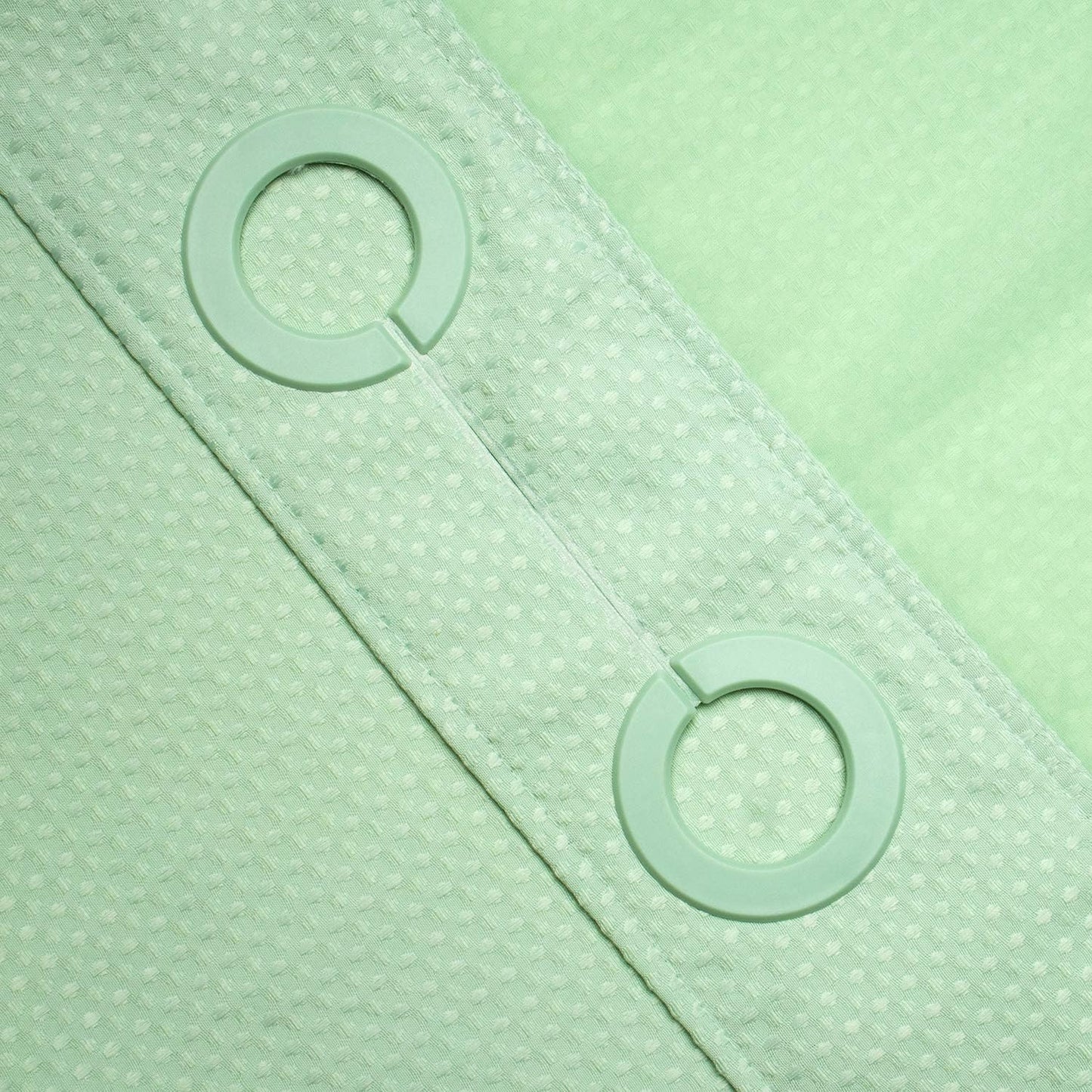 River Dream Heavyweight No Hooks Required Dotted Waffle Weave Shower Curtain with Snap in Liner - 71W x 74H,Hotel Grade,Spa Like Bath Curtain,Green Light