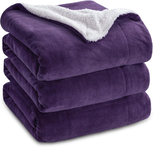 Bedsure GentleSoft Sherpa Fleece Blankets King Size for Bed - Thick and Warm Throw for Girls and Women, Soft Fuzzy Plush King Blanket for Winter, Purple, 108x90 Inches