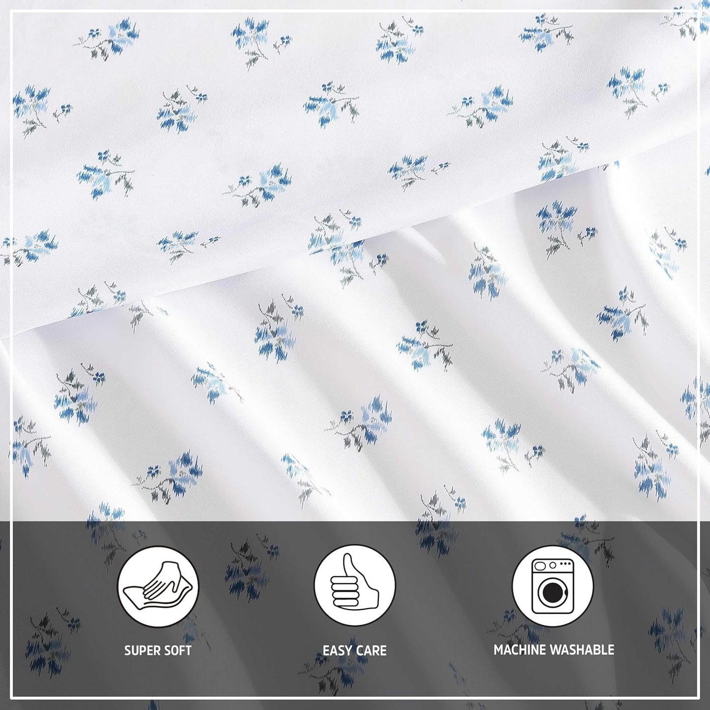 Wrangler - Queen Bed Sheets, Ultra-Soft & Lightweight Bedding with Matching Pillowcases, Lightweight Bed Set for All Season Comfort, Oeko-Tex Certified (Sketchy Ditsy Blue)