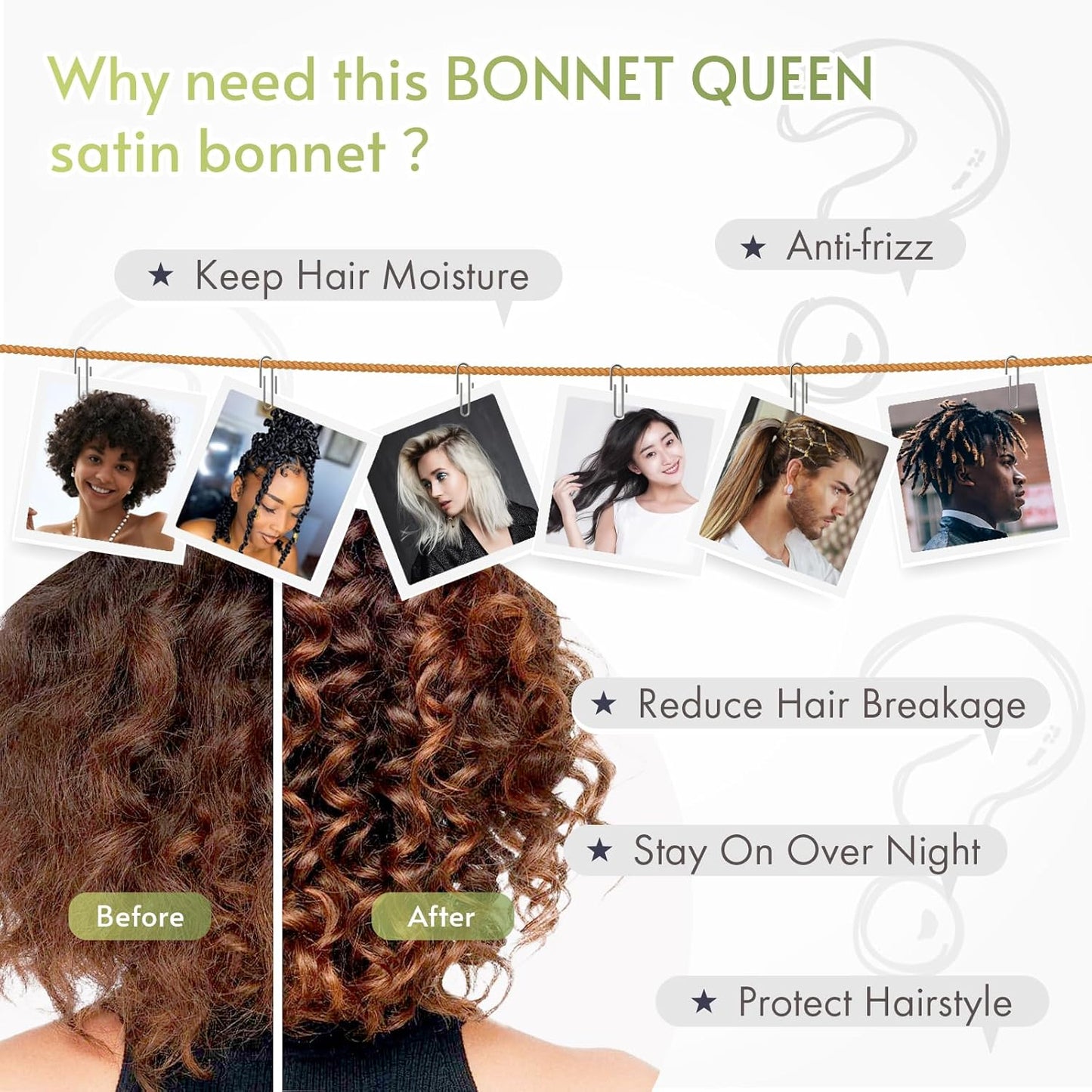 BONNET QUEEN Silk Bonnet for Sleeping Women Satin Bonnet Night Sleep Cap Wrap for Curly Hair with Adjustable Tie Band, Single Layer, Small, Black