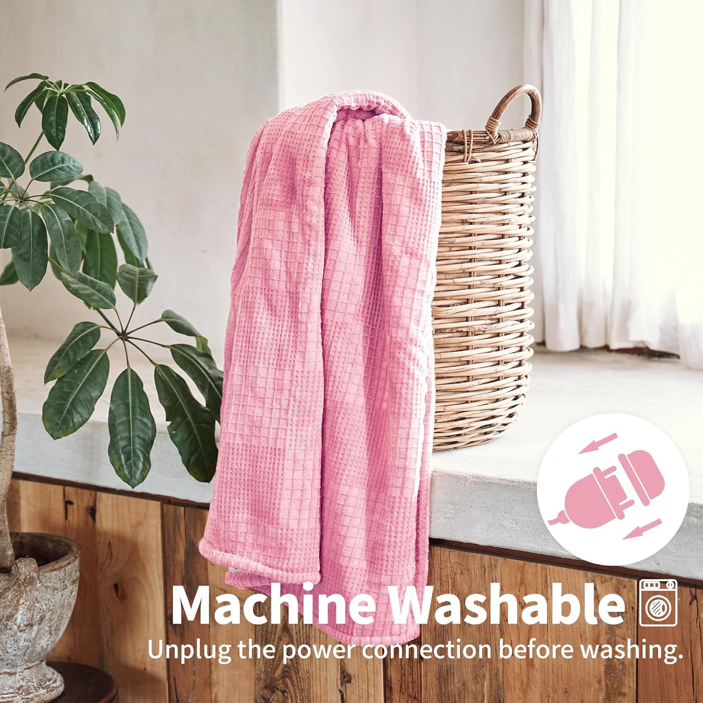 Heated Blanket Electric Blanket Throw 50”X60”-Heating Throw with 9 Heat Settings-10 Hours Auto Off,ETL Certified,Machine Washable (Light Pink)